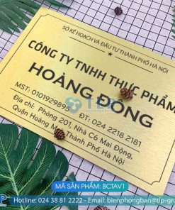 Biển tên công ty Alu vàng xước - Mã sản phẩm BCTAV1