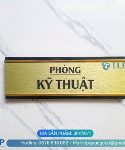 Biển tên phòng khay trượt Alu vàng xước - Mã sản phẩm BPKTAV1