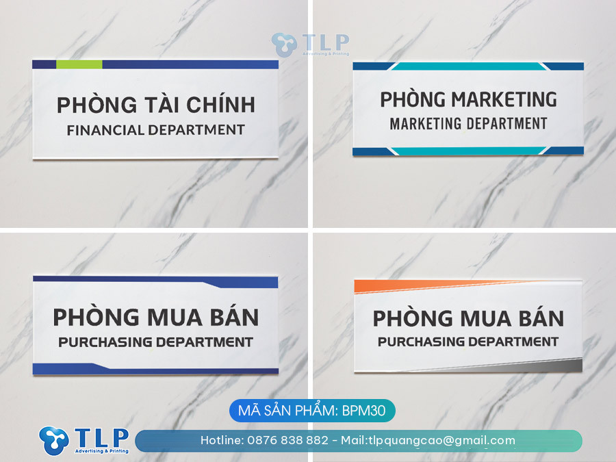 Biển phòng ban chất liệu Mica - Mã sản phẩm BPM30